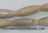 CMS95 15.5 inches 10*30mm faceted rice moonstone gemstone beads