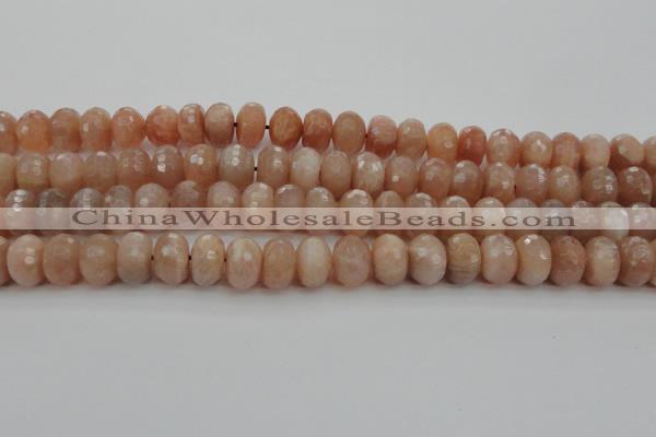 CMS951 15.5 inches 6*10mm faceted rondelle A grade moonstone beads