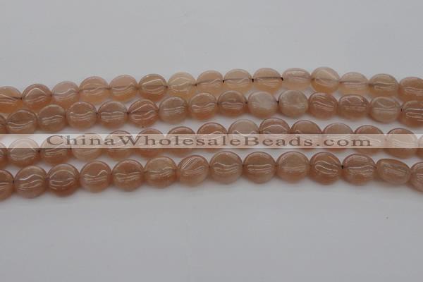 CMS956 15.5 inches 8mm flat round A grade moonstone beads