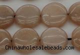 CMS958 15.5 inches 12mm flat round A grade moonstone beads