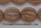 CMS959 15.5 inches 14mm flat round A grade moonstone beads