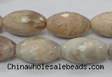 CMS96 15.5 inches 13*22mm faceted rice moonstone gemstone beads