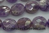 CNA1046 15.5 inches 14mm faceted coin dogtooth amethyst beads