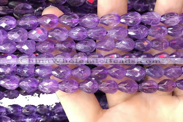 CNA1103 15.5 inches 7*10mm faceted teardrop amethyst gemstone beads