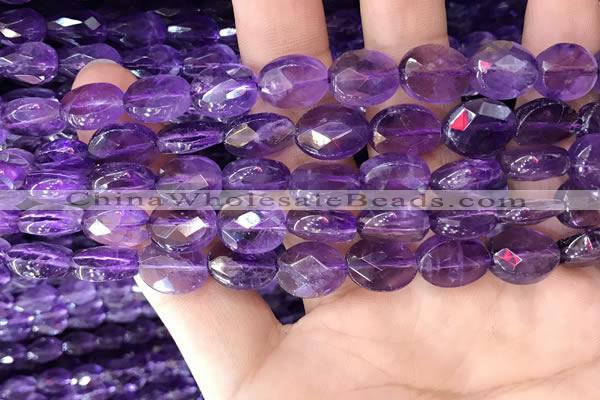 CNA1106 15.5 inches 10*12mm faceted oval amethyst gemstone beads