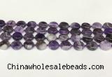 CNA1120 15.5 inches 14mm flat round dogtooth amethyst beads