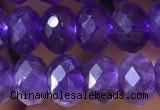 CNA1134 15.5 inches 6*8mm faceted rondelle amethyst gemstone beads