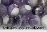 CNA1162 15.5 inches 8mm faceted round natural dogtooth amethyst beads