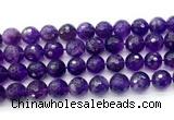 CNA1178 15.5 inches 12mm faceted round amethyst gemstone beads