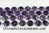 CNA1200 15.5 inches 16mm faceted coin amethyst beads wholesale