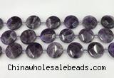 CNA1205 15.5 inches 20mm faceted coin amethyst gemstone beads