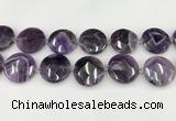 CNA1211 15.5 inches 30mm faceted coin amethyst gemstone beads