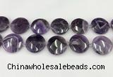 CNA1211 15.5 inches 30mm faceted coin amethyst gemstone beads