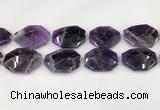 CNA1213 15.5 inches 25*35mm - 30*40mm faceted freefrom amethyst beads