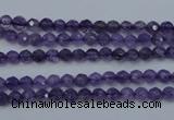 CNA250 15.5 inches 4mm faceted round natural amethyst beads