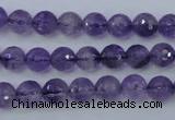 CNA252 15.5 inches 8mm faceted round natural amethyst beads