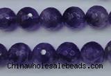 CNA254 15.5 inches 12mm faceted round natural amethyst beads