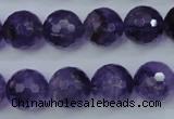 CNA255 15.5 inches 14mm faceted round natural amethyst beads