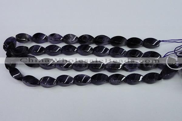 CNA293 15.5 inches 10*20mm twisted rice natural amethyst beads