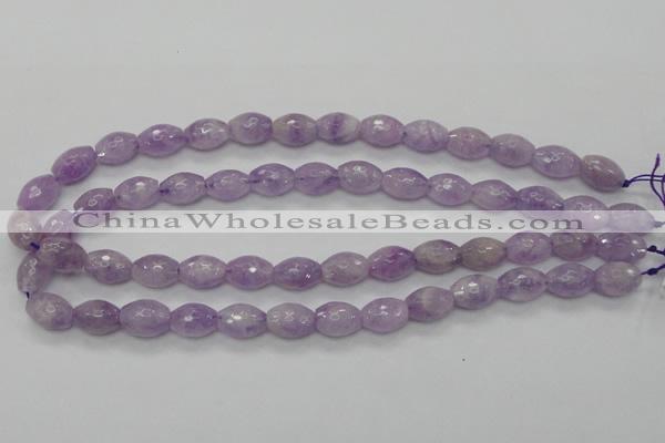 CNA315 15.5 inches 10*14mm faceted rice natural lavender amethyst beads