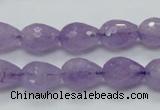 CNA317 15.5 inches 10*14mm faceted teardrop natural lavender amethyst beads