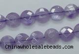 CNA321 15.5 inches 10mm faceted coin natural lavender amethyst beads