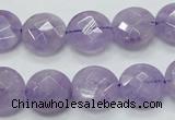 CNA323 15.5 inches 14mm faceted coin natural lavender amethyst beads