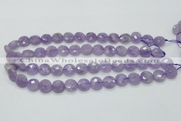 CNA323 15.5 inches 14mm faceted coin natural lavender amethyst beads