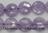 CNA324 15.5 inches 16mm faceted coin natural lavender amethyst beads