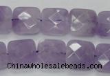 CNA340 15.5 inches 15*15mm faceted square natural lavender amethyst beads