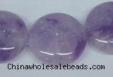 CNA438 15.5 inches 25mm flat round natural lavender amethyst beads