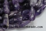 CNA47 15.5 inches 8*20mm faceted teadrop grade AB natural amethyst beads