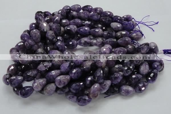 CNA48 15.5 inches 13*18mm faceted teadrop grade AB natural amethyst beads