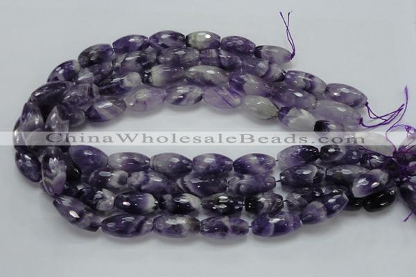 CNA53 15.5 inches 12*22mm faceted rice grade AB natural amethyst beads