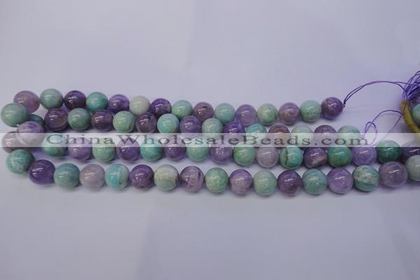 CNA654 15 inches 12mm round lavender amethyst & amazonite beads