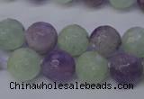 CNA664 15 inches 12mm faceted round lavender amethyst & prehnite beads