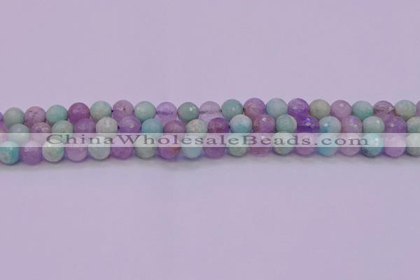CNA682 15.5 inches 8mm faceted round lavender amethyst & amazonite beads