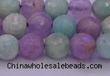 CNA683 15.5 inches 10mm faceted round lavender amethyst & amazonite beads