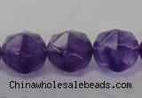 CNA71 15.5 inches 12mm faceted round natural amethyst beads