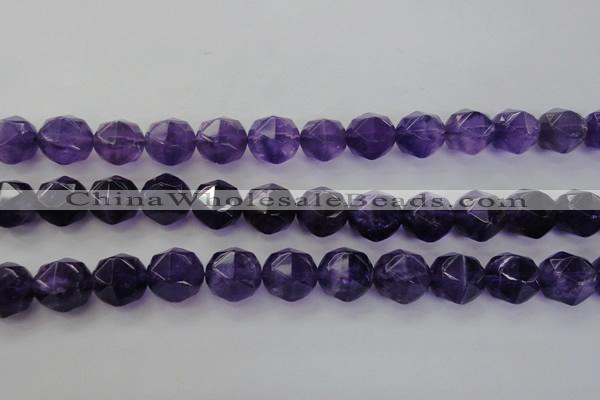 CNA71 15.5 inches 12mm faceted round natural amethyst beads
