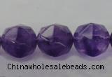 CNA72 15.5 inches 14mm faceted round natural amethyst beads
