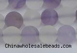 CNA738 15.5 inches 10mm round matte amethyst & white crystal beads