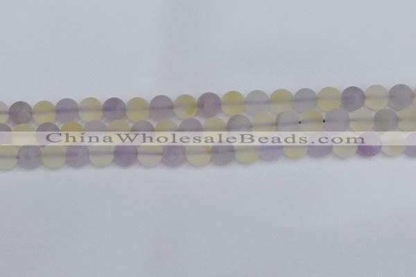 CNA742 15.5 inches 8mm round matte amethyst & citrine beads