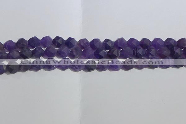 CNA768 15.5 inches 10mm faceted nuggets matte amethyst beads