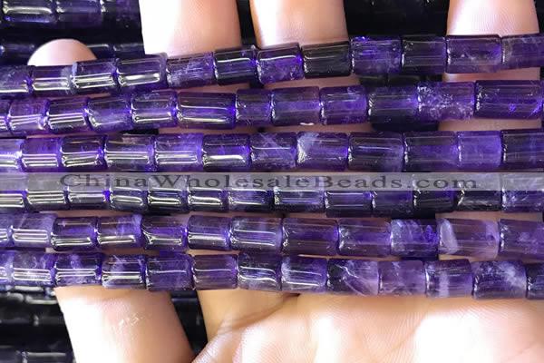 CNA776 15.5 inches 6*7mm - 6*8mm tube natural amethyst beads