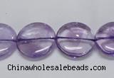 CNA824 15.5 inches 18mm flat round natural light amethyst beads