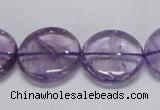 CNA825 15.5 inches 20mm flat round natural light amethyst beads