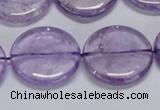 CNA826 15.5 inches 25mm flat round natural light amethyst beads