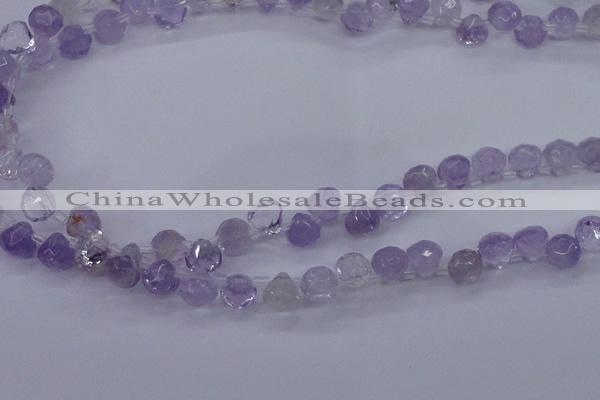 CNA900 Top drilled 7*7mm faceted teardrop amethyst gemstone beads