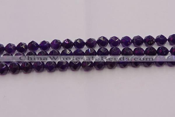 CNA938 15.5 inches 10mm faceted nuggets amethyst gemstone beads